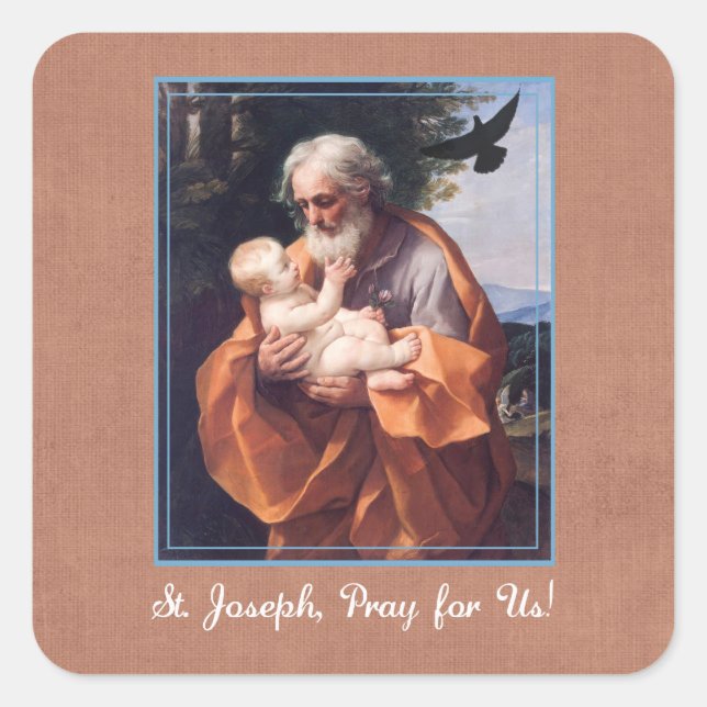 St. Joseph Feast Day with Infant Jesus Square Sticker (Front)