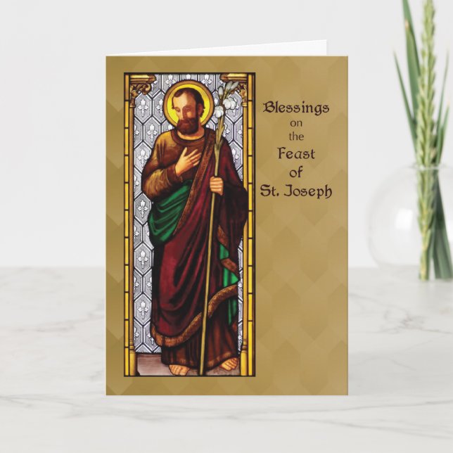 St. Joseph Feast with Wheat Staff on Brown Card (Front)