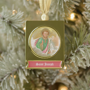 St. Joseph from a ‘Pilgrimage Card’ (Detail; B 01) Gold Plated Banner Ornament