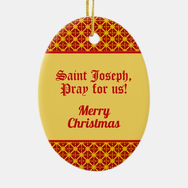 St. Joseph from a Trade Card (TC 01) Ceramic Tree Decoration (Back)