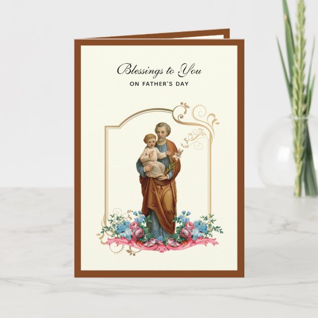 St. Joseph Jesus Fathers Day Catholic Religious  Card (Front)