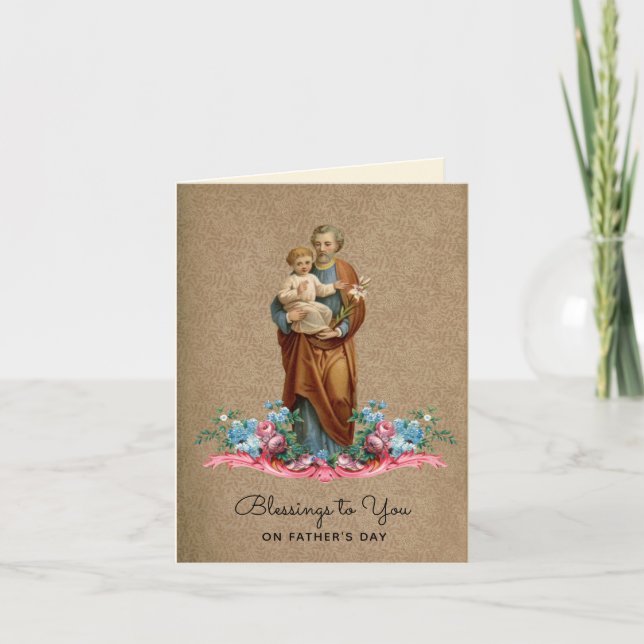 St. Joseph Jesus Fathers Day Catholic Religious Card (Front)
