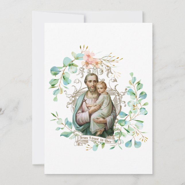 St. Joseph Jesus Floral  Religious Catholic Card (Front)
