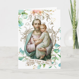 St. Joseph Jesus Floral  Religious Catholic Card