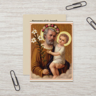 St. Joseph Jesus Lily  Memorare Prayer Business Card