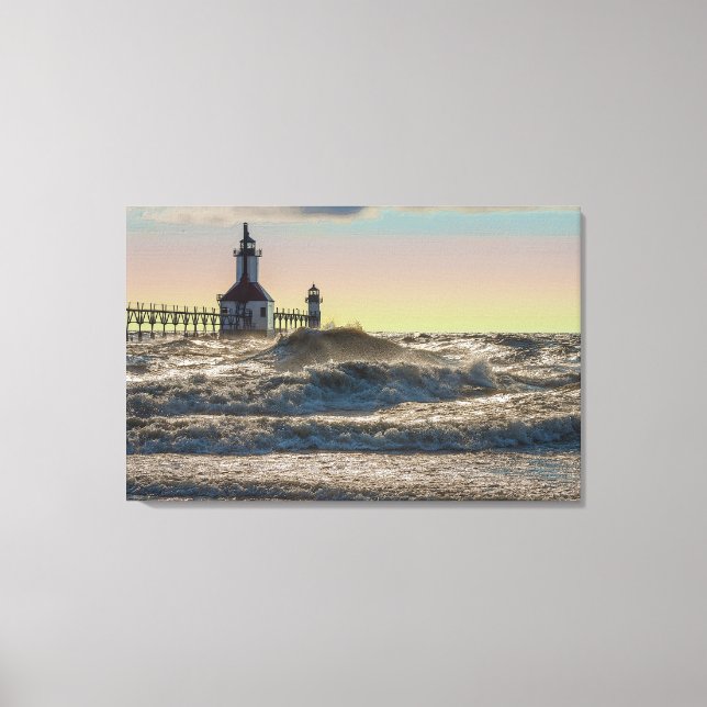 St Joseph Lighthouse Painterly Canvas Print (Front)