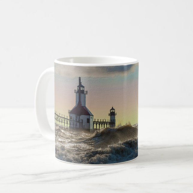 St Joseph Lighthouse Painterly Coffee Mug (Front Left)