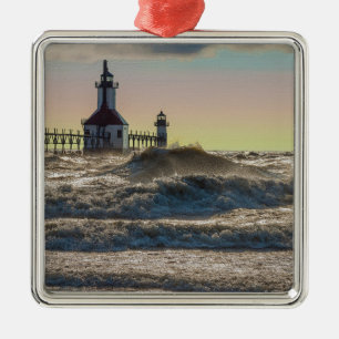St Joseph Lighthouse Painterly Metal Tree Decoration