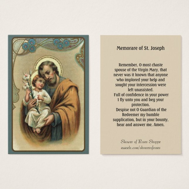 St. Joseph Memorare Holy Card (Front & Back)