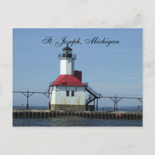 St. Joseph, Michigan Lighthouse on Lake MIchigan Postcard