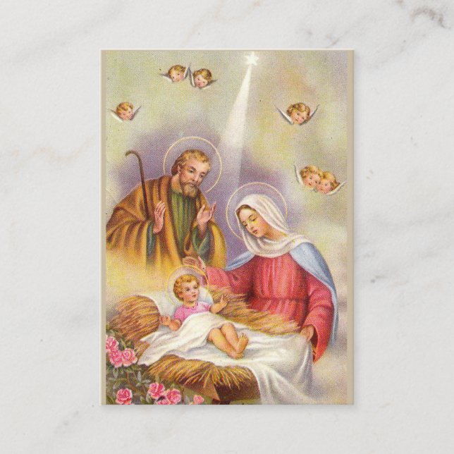 St. Joseph, Mother Mary, Baby Jesus, Angels Holy Business Card (Front)