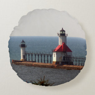 St. Joseph North Pierhead Lights round pillow
