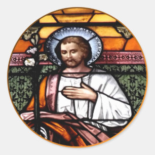 St. Joseph pray for us - stained glass window Classic Round Sticker