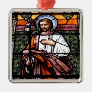 St. Joseph pray for us - stained glass window Metal Tree Decoration