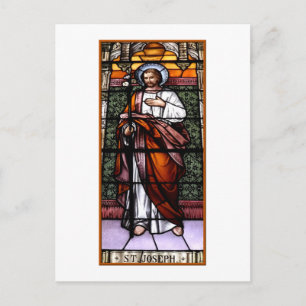 St. Joseph pray for us - stained glass window Postcard
