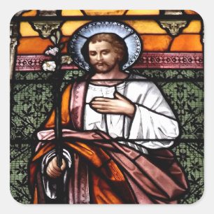 St. Joseph pray for us - stained glass window Square Sticker
