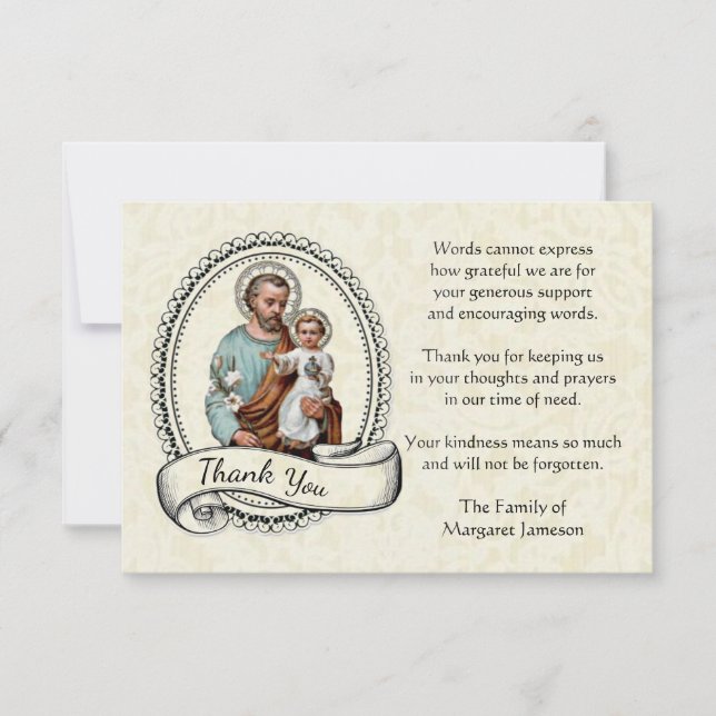 St. Joseph Religious Thank You Condolence Card (Front)