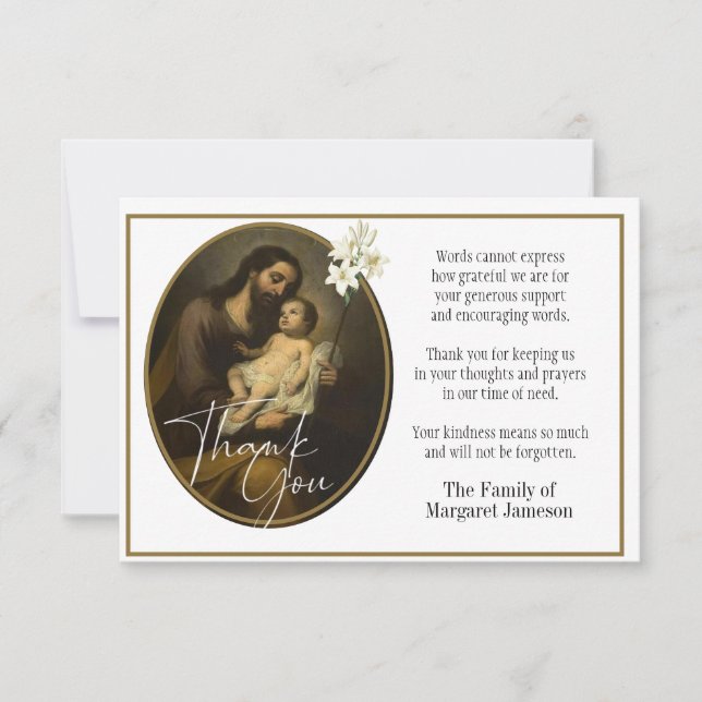 St. Joseph Religious Thank You Condolence Card (Front)