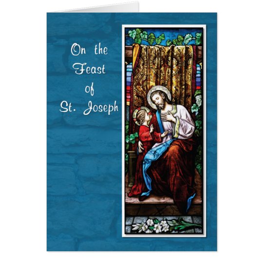 St. Joseph’s Day with Jesus, on Blue Card