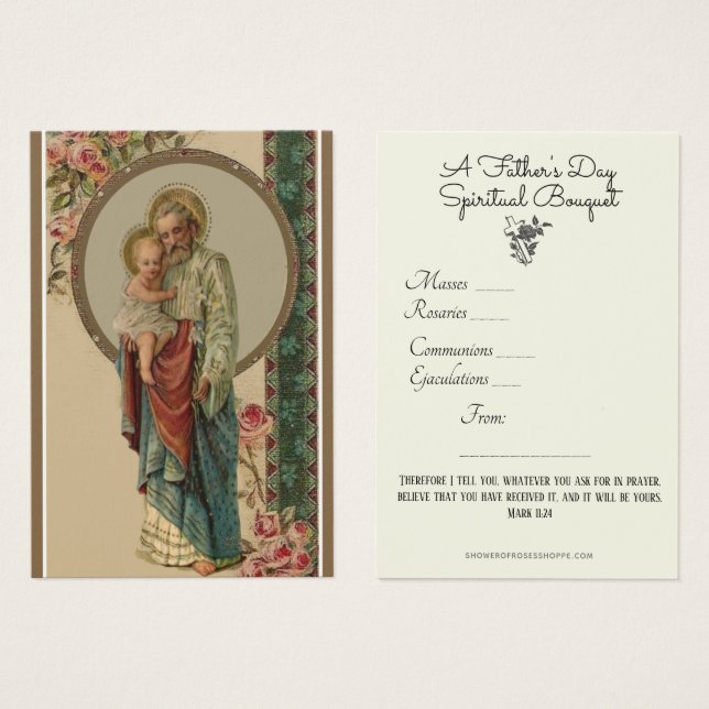 St. Joseph Spiritual Bouquet Prayer Holy Card (Front & Back)