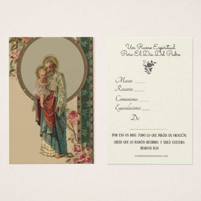 St. Joseph Spiritual Bouquet Spanish Holy Card (Front & Back)