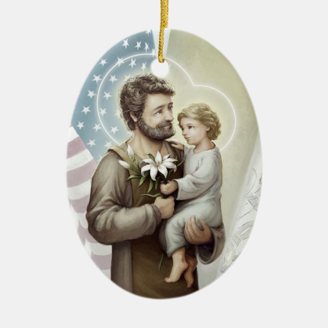 St. Joseph the Protector Ceramic Tree Decoration (Front)