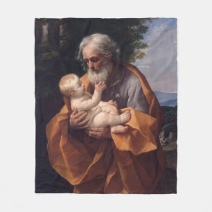 St. Joseph with Baby Jesus Religious Catholic Fleece Blanket