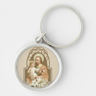 St. Joseph with Baby Jesus Religious Vintage Key Ring