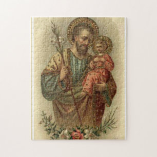 St.Joseph with the Baby Jesus Lilies Jigsaw Puzzle