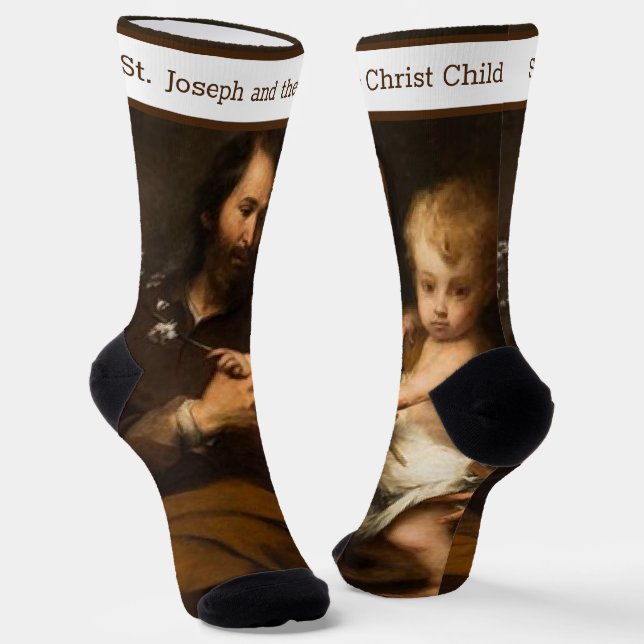 St. Joseph with the Christ Child Catholic Socks (Angled)