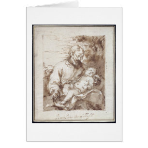 St. Joseph with the Sleeping Christ Child (pen & b