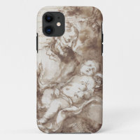 St. Joseph with the Sleeping Christ Child (pen & b