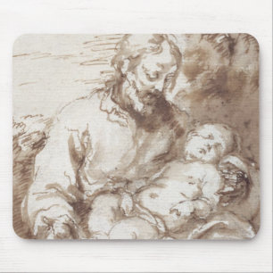 St. Joseph with the Sleeping Christ Child (pen & b Mouse Mat