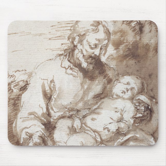 St. Joseph with the Sleeping Christ Child (pen & b Mouse Mat (Front)