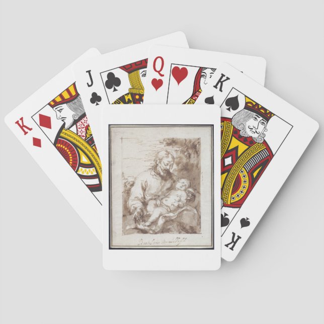 St. Joseph with the Sleeping Christ Child (pen & b Playing Cards (Back)
