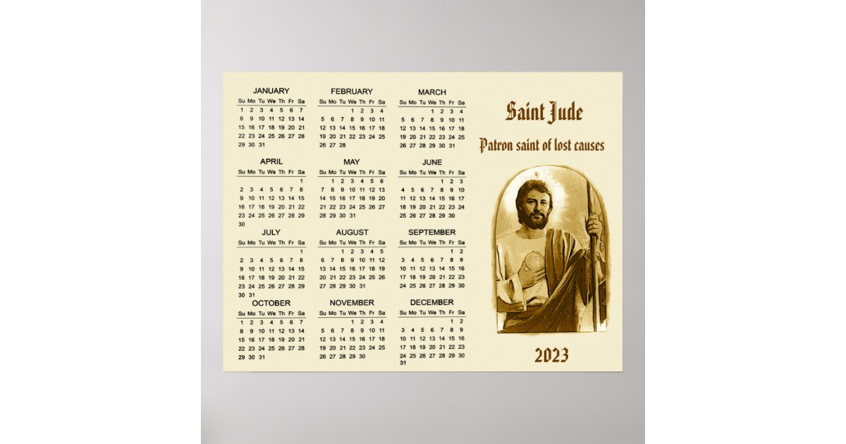 St. Jude 2023 Catholic Calendar Poster Zazzle
