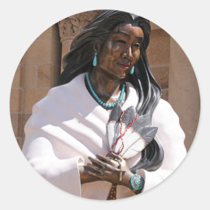 St. Kateri Tekakwitha The Sacred Lily Fine Art Classic Round Sticker