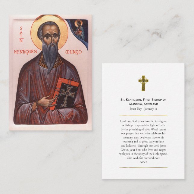St. Kentigern First Bishop of Glasgow Prayer Card (Front/Back)