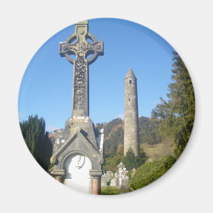St Kevin's Cross and Round Tower Glendalough Magnet