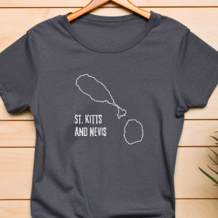 St. Kitts and Nevis Country Map Border Line Shape T-Shirt