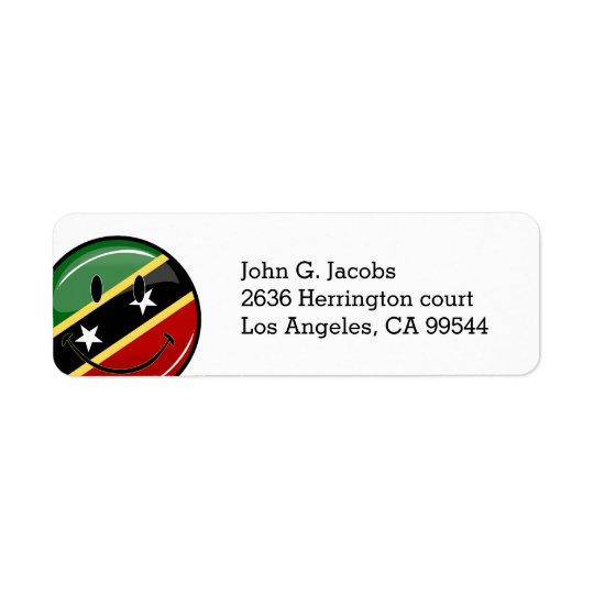St. Kitts and Nevis Smiling Face Flag Return Address Label