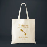 St. Kitts and Nevis Wedding Welcome Bag, Gold Tote Bag<br><div class="desc">Wedding weekend welcome gift bag for out of town guests to your wedding,  featuring image of St. Kitts and Nevis,  with heart you may place at the precise location. Fill tote with your favourite goodies.</div>
