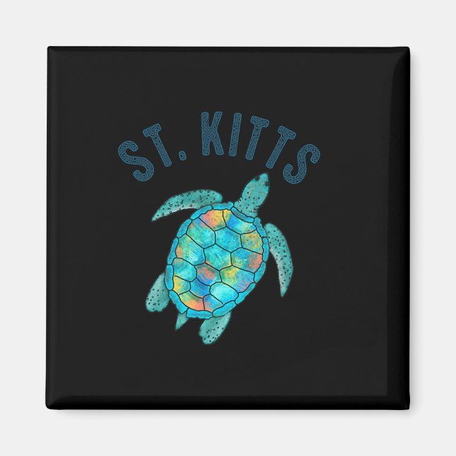 St Kitts Beach Design Sea Turtle Illustration Gift Magnet (Front)