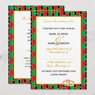 ST KITTS NEVIS Christian Gold Script Wedding Invitation
