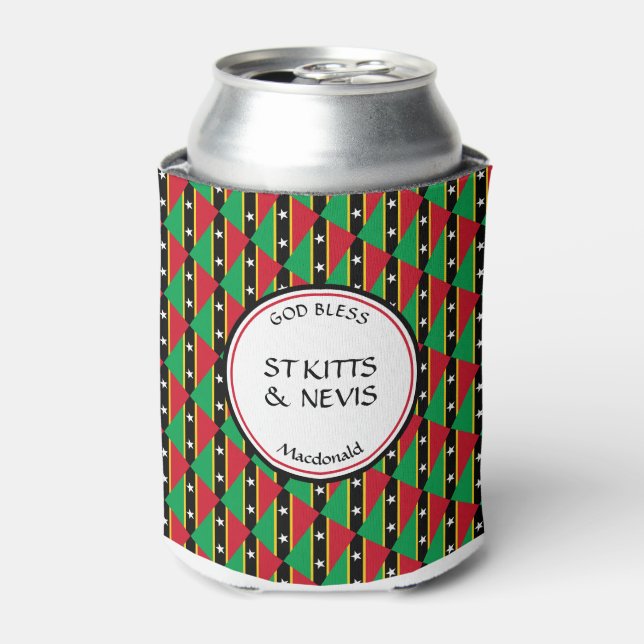 ST KITTS NEVIS Custom Patriotic GOD BLESS Can Cooler (Can Front)