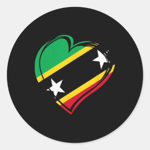 St Kitts Nevis Flag Caribbean Vacation Kids Women Classic Round Sticker