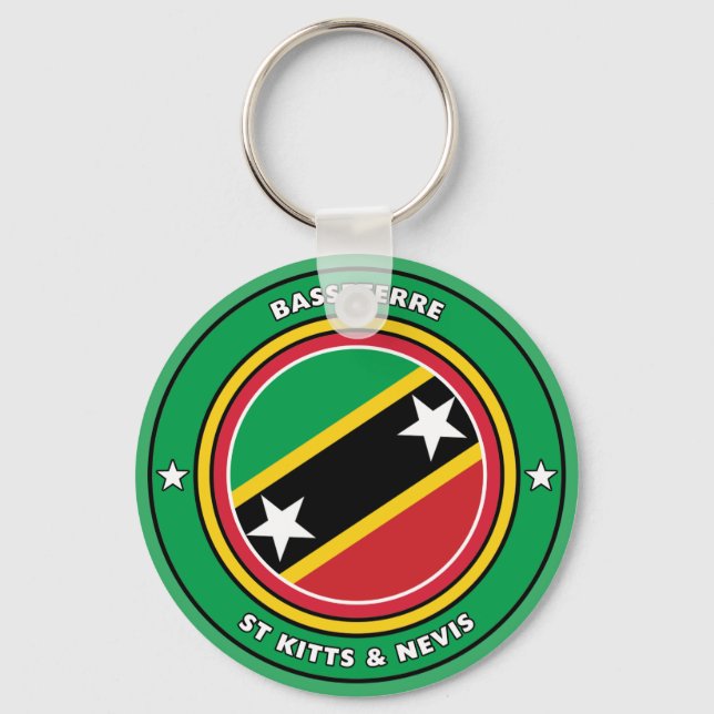 St Kitts & Nevis Flag circle Key Ring (Front)