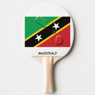 ST KITTS NEVIS FLAG & MAP Personalised Black Ping Pong Paddle
