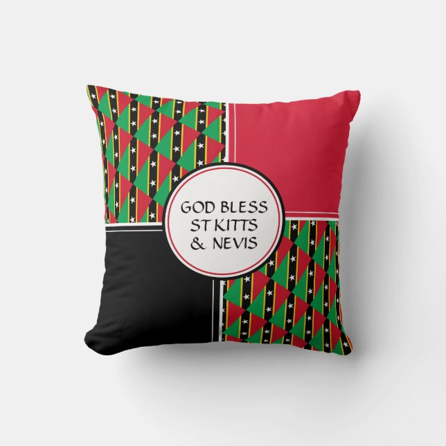 ST KITTS & NEVIS FLAG Patriotic God Bless Cushion (Front)