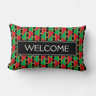 ST KITTS & NEVIS FLAG   Patriotic WELCOME Lumbar Cushion